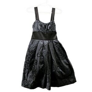 VTG Roxette Girls Size 7 Black Party Dress Tule Satin‎ Velvet Embossed Holiday